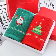 Jul-tema badrumshanddukar och kökshanddukar, tillverkade av ren bomull, 2-pack, med ask.