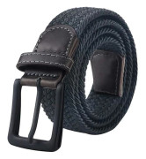 Stretch Herrbälte, Herrflätat Elastiskt Bälte (Svart, 120cm)