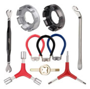10-pack Cykelekernyckelverktygssats, inklusive rund cykelekernyckel, dubbelledad ekernyckel, ekernyckel med handtag, Y-typ sexkant och hylsa