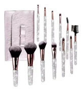 12Pcs/set Diamond-studded Makeup Brushes Gems Makeup Beauty Tools Full Diamond Loose Powder Foundation Concealer Brush Bling