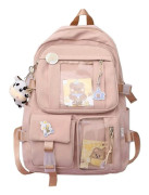 Kawaii flicka ryggsäck söt ryggsäck söt estetisk ryggsäck för skolan (rosa, EN STORLEK) (DRF-1287)