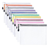 Plastic Wallets A5, 10pcs Zip Lock Bags Mesh Document Wallet Document Folders