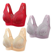 3-delad formande och lyftande turmalin-bh, plus size-bh med bygel och spets, formande och bygelfri turmalin-bh, röd-lila hudfärg red-purple-flesh color 46