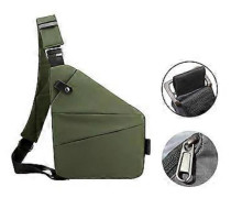 Sling Bag för män Axelväska Crossbody Väska Utility Väska Multipla Fickor Mode Bröstväska Axelväska för Utomhus Kontor (Grön Vänster)