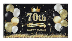 Väggdekoration för 70-årsdag, Bakgrundstapet för fest, Banner för födelsedagsfest, Bakgrundstyg