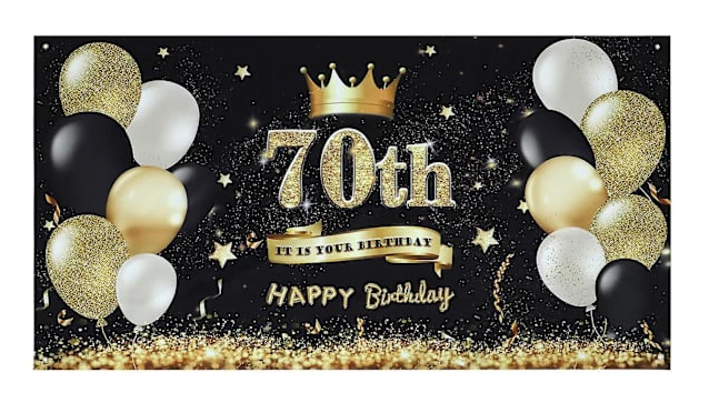 Väggdekoration för 70-årsdag, Bakgrundstapet för fest, Banner för födelsedagsfest, Bakgrundstyg