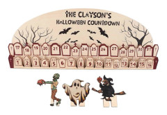Halloween adventskalender 2023 31 dagars flytt av träblock Nedräkningskalender för heminredning Holiday Ornament Present