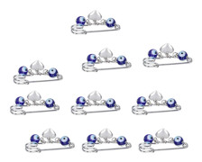10 Pieces Blue Heart Eye Safety Pins 10mm Exquisite Multifunctional Brooches for Clothing Decoration Gift