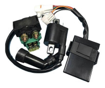 1 Set ATV CDI Tändspole Solenoidrelä Kit Motorcykel Tändspole för JS250 Jianshe 250CC 250-3A ATV Delar Black