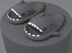 Shark Tofflor Halkfria Dusch Badrumstofflor Soft Summer Sli Grå 42 to 43