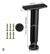 Teleskopisk balkstödfot, icke massivt trä, sängbräda, ram, hylla, stång, bottenbelastning (LGL) Black 20cmto37cm