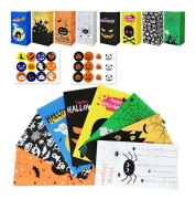Halloween Element Adventskalender Pappersgodispåsar 24 Dagar Pumpa Spöke Skelett Spindel Godispåsar med Klistermärken Handgjorda DIY-säckar Halloween Nedräkning