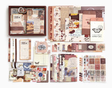 346-delars scrapbooking-tillbehörssats, brun vintage Bullet Journal Scrapbook-sats med A6-rutnät