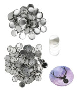 Tomma Knappknappssatser - 100 Set, Rund Form, Rostskydd, Lätt att Trycka, Knappnålsknappssats för 32 mm/1,3 tum Knappmaskin