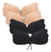 Självhäftande BH 2 Par Axelbandslös Rygglös BH Självhäftande Osynlig Lyft BH Push Up BH För Rygglös Klänning (beige Och Svart) C