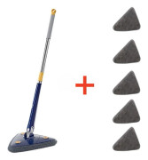 Kraftfull triangulär mopp, 360 graders teleskopisk roterande tillbehör, justerbar, absorberande, lämplig för både torr och våt användning 5 pieces No,