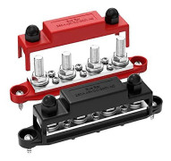 250A 12V Sammelskena Batteri Strömfördelningsblock Bil Ljud 12 Volt DC Sammelskena 4 x 3/8 tum Stolpar 6 x