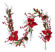 Julgirlang med röda bär, tallkottar och julstjärna