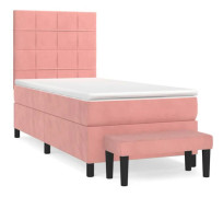 Maison Exclusive - Sängbotten med lameller och madrass Rose 90x190 cm Sammet