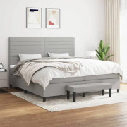 Maison Exclusive - Sängbotten med lameller och ljusgrå madrass 200x200cm Tyg