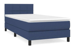 Maison Exclusive - Sängbotten med ribbor och blå madrass 90x190 cm Tyg