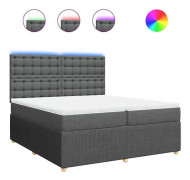 Maison Exclusive - Sängbotten med lameller och mörkgrå madrass 200x200cm Tyg