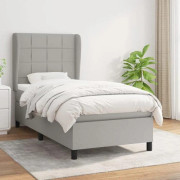 Maison Exclusive - Bäddbotten med ribbor och grå ljus madrass 90x190 cm Tyg