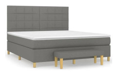 Maison Exclusive - Sängbotten med ribbor och mörkgrå madrass 180x200cm Tyg