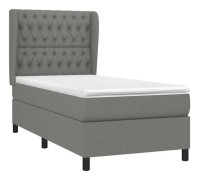 Maison Exclusive - Sängbotten med ribbor och mörkgrå madrass 100x200cm Tyg