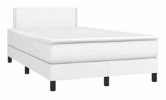 Maison Exclusive - Sängbotten med lameller och LED-madrass vit 120x190 cm konstläder
