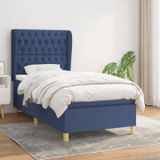 Maison Exclusive - Sängram med lameller och blå madrass 90x200 cm Tyg
