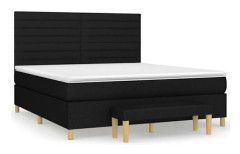 Maison Exclusive - Sängbotten med ribbor och madrass Svart 180x200 cm Tyg