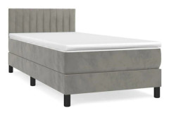 Maison Exclusive - Sängbotten med lameller och madrass Grått 100x200cm Sammet