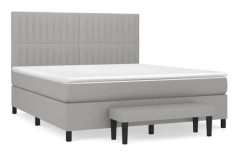 Maison Exclusive - Sängbotten med lameller och grått madrass 180x200cm Tyg