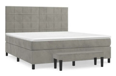 Maison Exclusive - Sängbotten med ribbor och madrass Ljusgrå 160x200cm Sammet