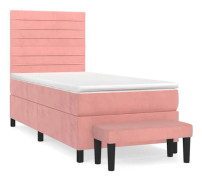 Maison Exclusive - Sängbotten med lameller och rosa madrass 90x200 cm Sammet