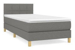Maison Exclusive - Sängbotten med ribbor och mörkgrå madrass 100x200cm Tyg