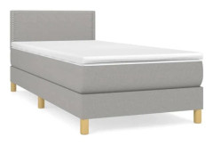 Maison Exclusive - Bäddbotten med ribbor och grå ljus madrass 90x190 cm Tyg