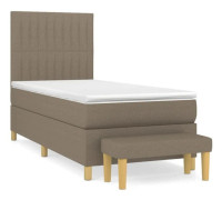 Maison Exclusive - Sängbotten med ribbor och madrass Taupe 80x200 cm Tyg