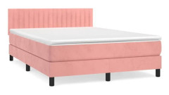 Maison Exclusive - Sängbotten med lameller och rosa madrass 140x190 cm Sammet