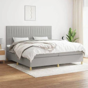 Maison Exclusive - Sängbotten med lameller och ljusgrå madrass 200x200cm Tyg