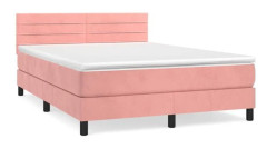 Maison Exclusive - Sängbotten med lameller och rosa madrass 140x190 cm Sammet