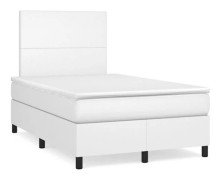 Sängram med madrass - Exklusivt Hem - 120x190 cm - Vit konstläder - LED-band