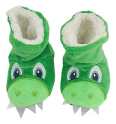 Mysiga toffelsockor för barn med plyschfoder - Memory foam, halkfria ankelstövlar för pojkar och flickor Grön UK 8-8.5 Småbarn
