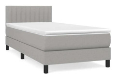 Maison Exclusive - Bäddbotten med ribbor och grå ljus madrass 90x190 cm Tyg