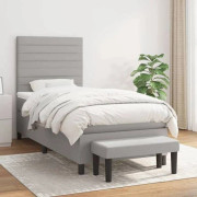 Maison Exclusive - Sängram med ribbottnar och ljusgrå madrass 100x200cm Tyg