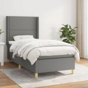 Maison Exclusive - Sängbotten med lameller och mörkgrå madrass 90x190 cm Tyg
