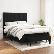 Maison Exclusive - Sängbotten med sängklädd madrass Svart 140x190 cm Tyg