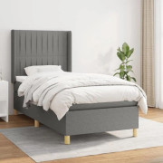 Maison Exclusive - Sängbotten med lameller och mörkgrå madrass 90x190 cm Tyg