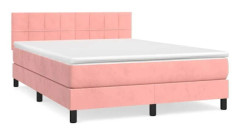 Maison Exclusive - Sängbotten med lameller och rosa madrass 140x190 cm Sammet